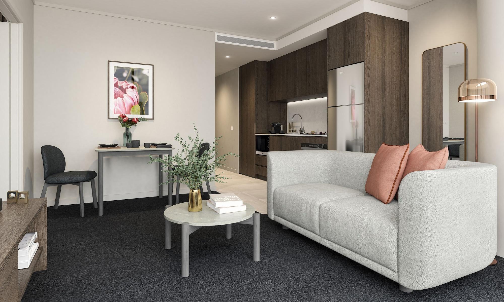 Oakwood Premier Melbourne Aparthotel Eksteriør bilde The interior of a typical apartment at the new residential college